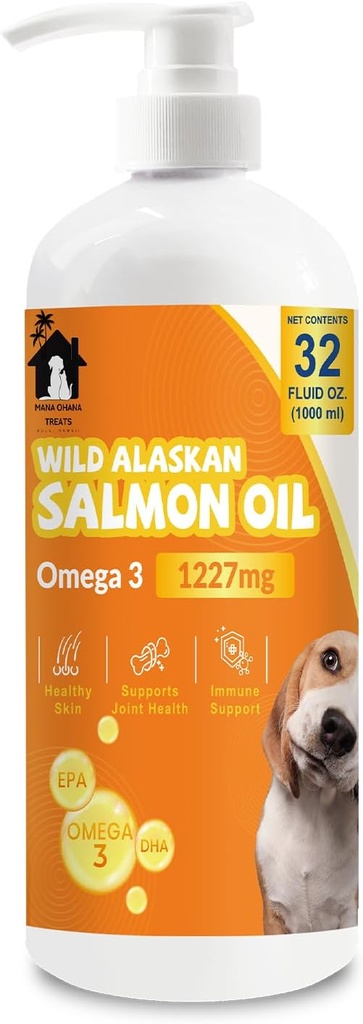 Aceite de salmón para perros &amp; gatos Ø Omega 3 suplemento de aceite de pescado para la piel sana " , soporte de bonificación conjunta, alivio de la alergia " Defensa de la inflamación