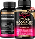 Complejo de vitamina B para hombres y mujeres - Hecho en EE.UU. - B-Complejo: B1, B2, B3, B5, B7, B8, B9, B12 con vitamina C, Choline, Inositol - Energy, Brain &amp; Heart Support Suplemento, 120 cápsulas Vegan