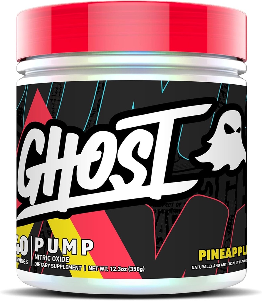Bomba GHOST Nitric Oxide Powder, Pineapple - 40 Servings - Suplementos Pre-Trabajo Libres de Azúcar - L-Citrulline, Arginine Nitrate & L-Glutathione - Soy &amp; Gluten-Free, Vegan