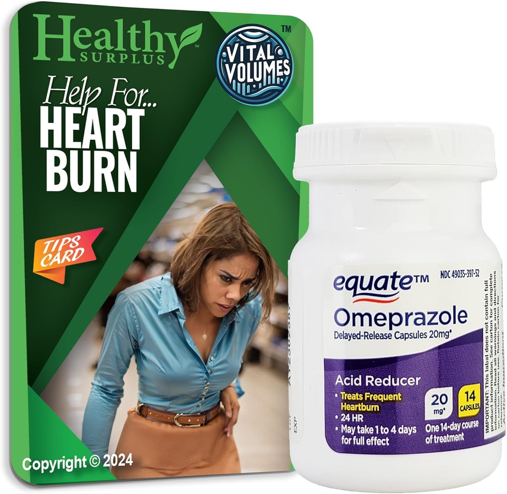 Saludable Superplus Equate Omeprazole 20mg 14 días Curso de Tratamiento y Volumen Vital Consejos Tarjeta Bundle
