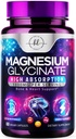 Magnesium Glycinate 1000mg - High Absorption " Chelated to Support Bone, Muscle, Nerves " Heart Health - Natural Sleep " Stress Support Women " Hombres - Vegan, Gluten " Soy Free, Non-GMO - 60 cápsulas