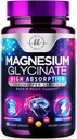 Magnesium Glycinate 1000mg - High Absorption " Chelated to Support Bone, Muscle, Nerves " Heart Health - Natural Sleep " Stress Support Women " Hombres - Vegan, Gluten " Soy Free, Non-GMO - 60 cápsulas
