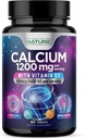 Calcio 1200 mg con vitamina D3 para la mejor absorción - Suplemento de soporte de bonificación avanzada, 1200 mg de carbonato de calcio " 1600 UI Vitamina D3, Slow Release for Immune Support, Easy to Swallow, 60 Tablets