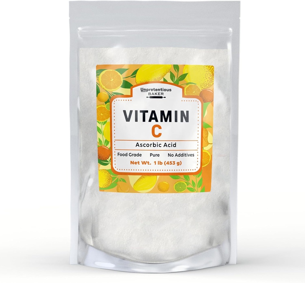 Unpretentious Vitamin C Powder Baker (1 lb) Acido ascóbico, bolsa resealable
