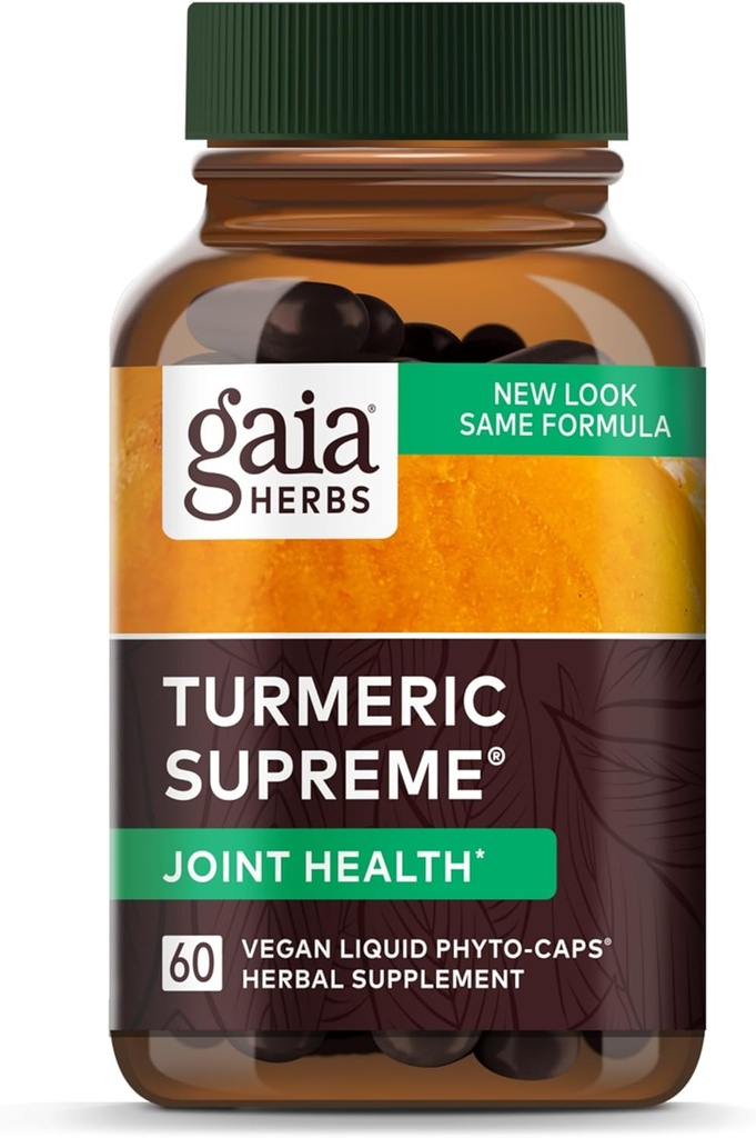 Gaia Herbs Turmeric Supreme Joint Health - Joint Support Supplement - with Quercetin, Black Pepper, Boswellia, Ginger Root, Curcuminoids, " Más - 60 Liquid Phyto-Capsules (15-Day Supply)