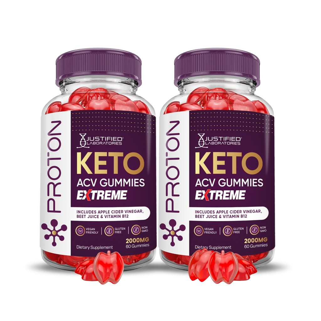Laboratorios Justificados (2 Pack Proton Protein Keto ACV Gummies Extreme 2000MG Proton Keto Gummies Apple Sider Vinegar Formulado con Powder Pomegranate Beet B12 Vegan Non GMO 120 Gummys