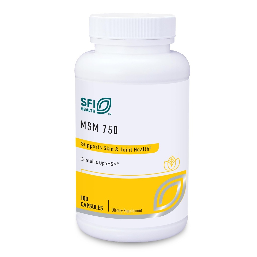 Klaire Labs SFI Health MSM 750 - Clinically Tested to Support Joint Comfort & Structure, Methylsulfonylmethane as OptiMSM (100 cápsulas)
