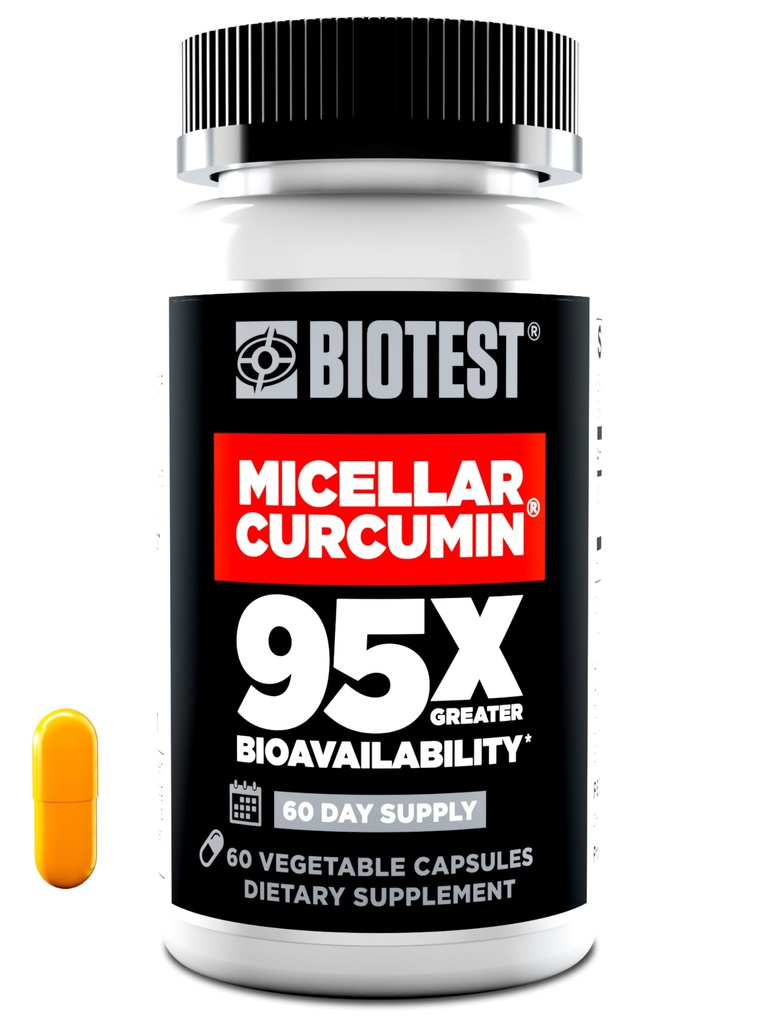 Biotest Micellar Curcumin - 95x Greater Absorption, UCLA Invented, Patented - 60 Servings