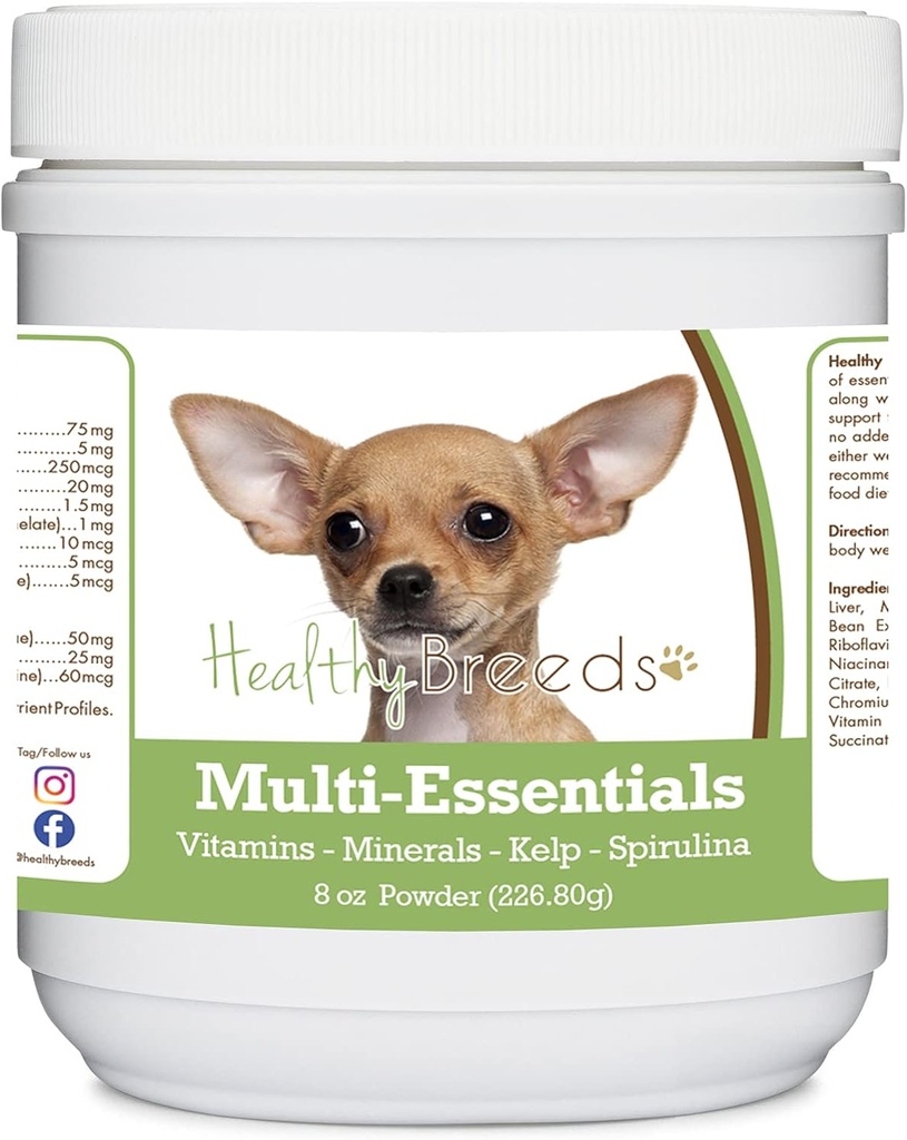 Hierbas saludables Chihuahua Multi-Esenciales Polvo para perros - un suplemento ideal de vitaminas, minerales y antioxidantes para su perro - 8 oz
