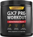 Vitamin Bounty Gx7 Pre Workout Powder para Hombre – Pre entrenamiento para Mujeres - Sugar Free Pre Workout Energy Booster Suplemento con Beta-Alanine, Caffeine, Keto, 0g Net Carbs - Watermelon Flavor, 20 Servindo
