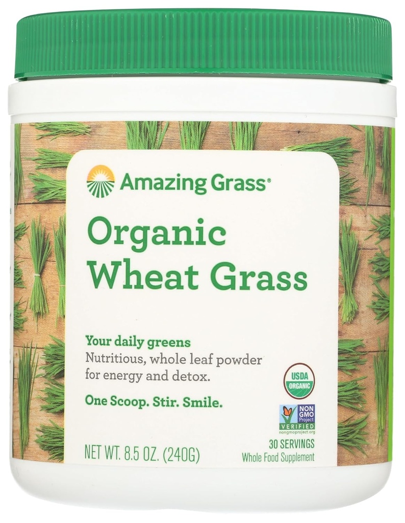 Asombroso Grass Wheat Gras Powder: 100% Whole-Leaf Wheat Grass Powder for Energy, Detox &amp; Immunity Support, Chlorophyll Provide Greens, 30 Servings
