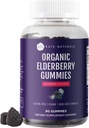 Kate Naturals Gummies con vitamina C y zinc para adultos &amp; niños. Tasty Sambucus Elderberry Gummies for Immune Support (90 Gummies, 45 Day Supply, Organic)