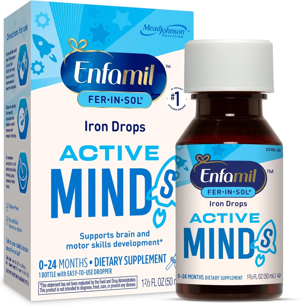 Enfamil Fer-In-Sol Iron Supplement Drops for Infants ' Toddlers, Supports Brain Development, 50 mL Dropper Bottle