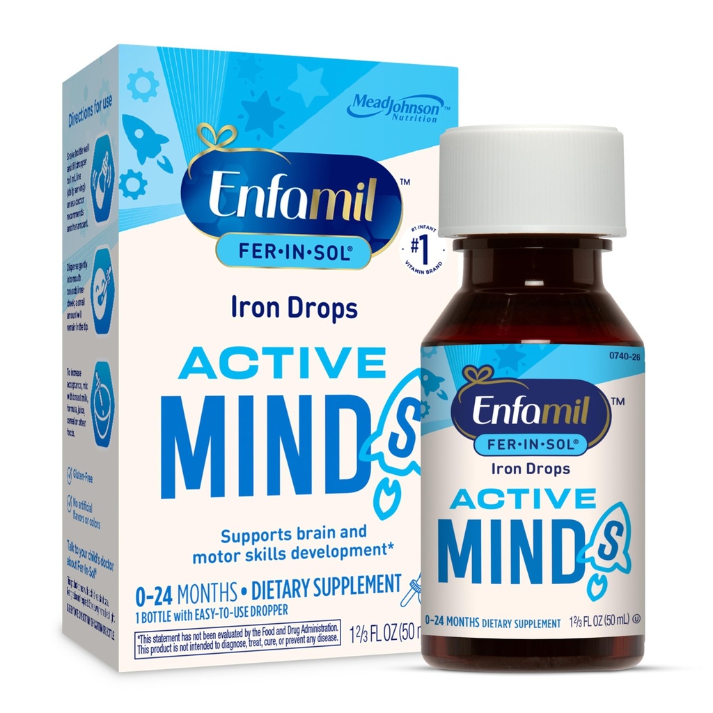 Enfamil Fer-In-Sol Iron Supplement Drops for Infants, 50 mL dropper bottle (Packaging May Vary)