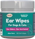 Beneficio Productos para Mascotas Perro Uvas - Limpiador de oídos para perros para prevenir infecciones, picazón " Odor - Aloe " Eucalyptus, Esposas de baño - 100 Cuenta