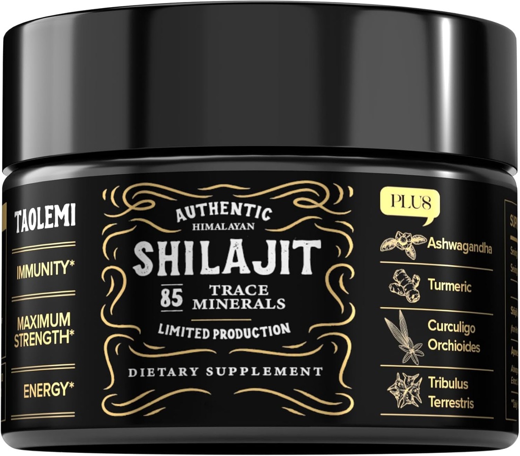 Shilajit Puro Himalaya Orgánica, 49g Jar Natural Shilajit Resin for Men ' Women, 85+ Trace Minerals & Fulvic Acid, Puro Himalayan Extract, Natural Energy and Vitality Enhancer, 62.5 Ser