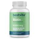BESTVITE Biotina 10,000mcg (240 cápsulas vegetarianas) - No Stearates - No Dicalcium Phosphate - No Sweeteners artificiales - No Flavors - No Flow Agents - Vegan - No GMO - Gluten Free