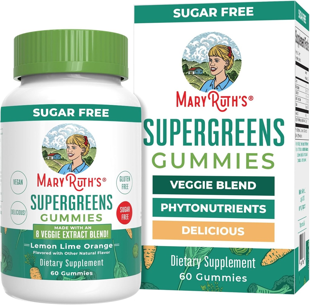 MaryRuth Orgánicas Super Verdes Gummies Silencio Naturalmente-Occurring Quercetin for Adults and Kids Ages 4+ ← Sugar Free TEN 2g Fiber Por Serving TEN Vegan TEN No Gelatin ANTE Pectin Basado TENIDO 60 Conteo ANTE 30 Servimientos