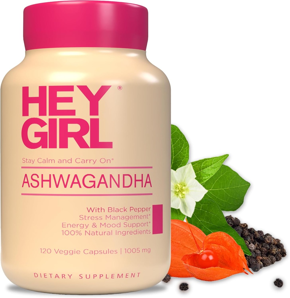 Ashwagandha Capsules 1005mg - Ashwagandha Powder with Organic Black Pepper  120 Pills Pure Ashwagandha Powder and Root Extract ← Natural Mood & Stress Support, Energy, Focus, Thyroid Ashwaganda