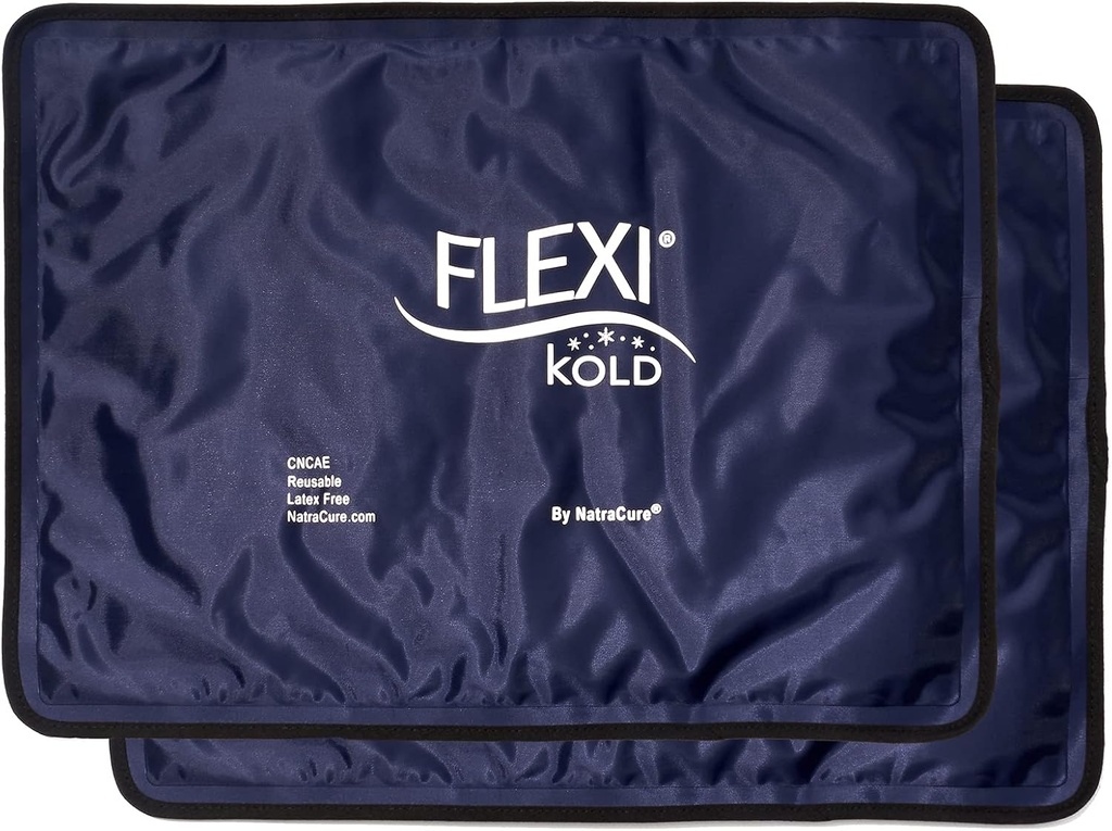 2 FlexiKold Gel Ice Packs (Standard Large: 10.5" x 14.5") - Reusable Cold Pack for Injuries, for Back Pain Relief, Migraine Relief Pad, After Surgery, Postpartum, Headache, Hombro - 6300-COLD 2PK