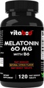 Melatonin 60 mg with Vitamin B6 – 120 Fast Dissolve Tablets Extra-Strength Sleep Support – Drug-Free – Natural Citrus Flavor – Vegetarian, Non-GMO, Gluten-Free