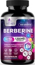 Beberine HCL 1200mg Suplemento - Berberine HCI capsules High Absorption Suplemento para la salud cardíaca &amp; Immune Support, High Strength, Gluten-Free, Vegan, Non-GMO Pills - 120 Veggie Capsules