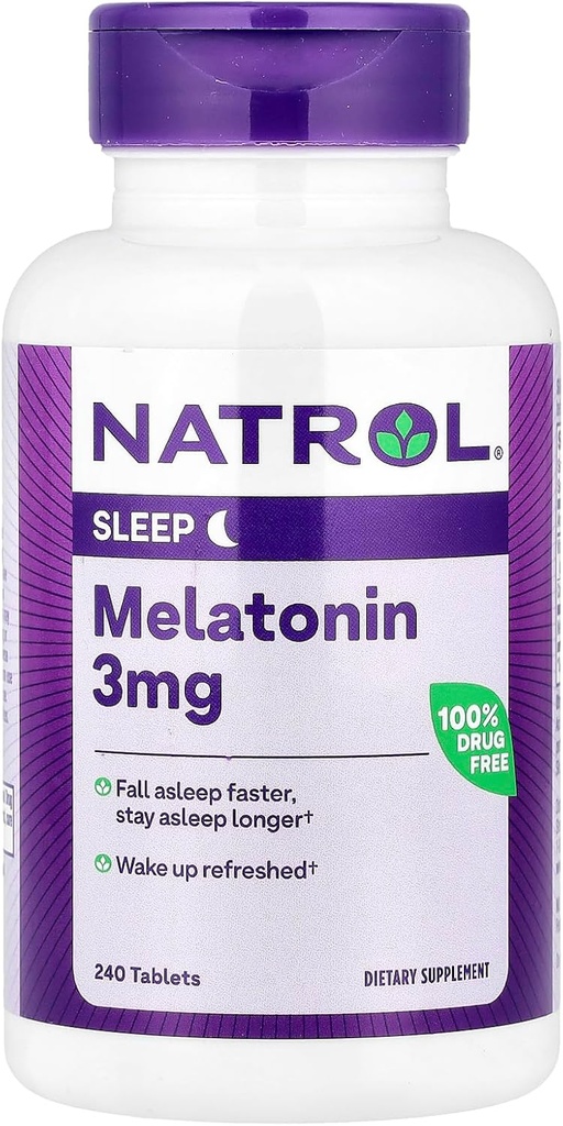 Natrol Melatonin te ayuda a caer más rápido permanecer dormido más rápido absorción 100 Vegetariano 3mg, (Tablas), 240 Conde