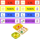 500 Pcs Medicamentos Pegatinas Instrucción de medicamentos Etiquetas - Noon de la mañana Hora de la cama Medicina Recordador 2/5 x 1.6 Inch AM NOON PM para Pegatinas para Planificadores de Casos de Píldora