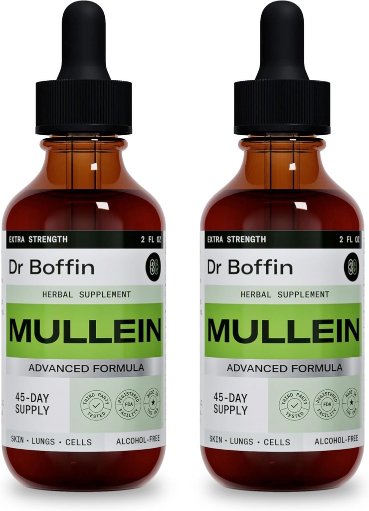Mullein Leaf Liquid Extract 2 Fl Oz (Pack of 2) - Extra Strenght ¦ Advanced Formula - Suplemento natural Liquid Tintura - Lung Cleanse and Detox - Respiratory Health and Immune Support Drops