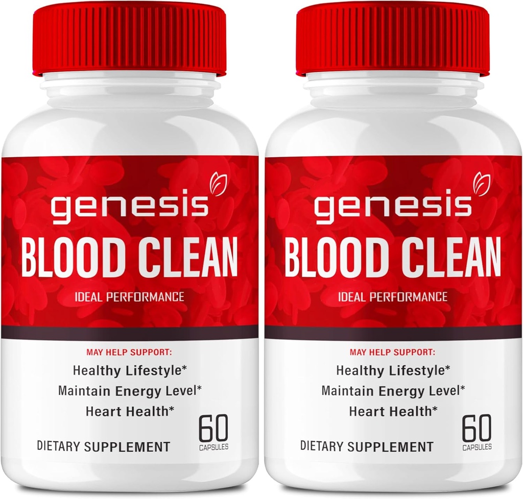 Genesis Blood Clean Capsules - Advanced Formula Supplement for Maximum Strength - Natural Blood Vessel Cleaner, GenesisBlood Clean Pills, GenesisBloodClean Pastillas Comentarios (2 Pack)