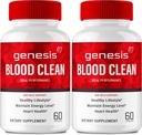 Genesis Blood Clean Capsules - Advanced Formula Supplement for Maximum Strength - Natural Blood Vessel Cleaner, GenesisBlood Clean Pills, GenesisBloodClean Pastillas Comentarios (2 Pack)