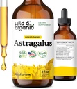 Wild & Organic Astragalus Tincture - Immune Support Supplement w/Astragalus Root Extract - Vegan Tincture for Immunity - Sugar & Alcohol-Free Drops - 4 fl oz