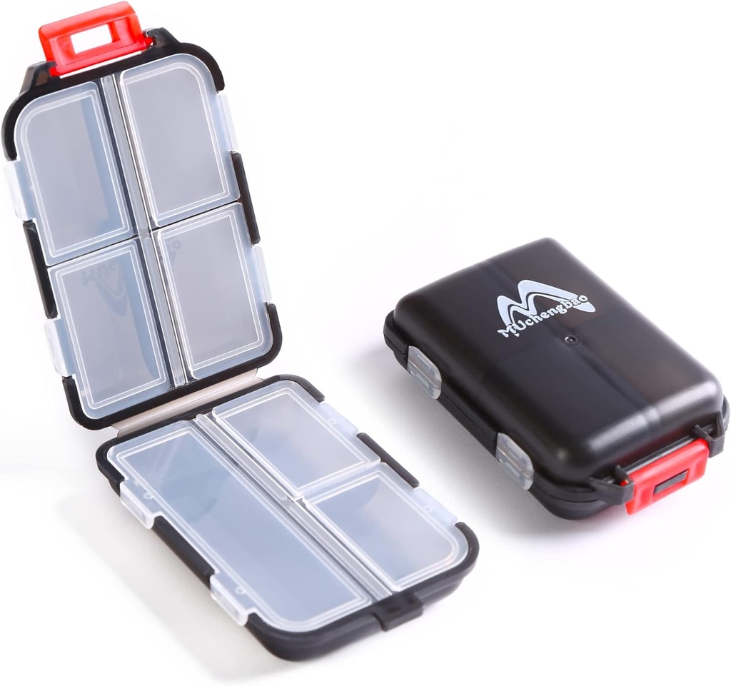 2PS Organizador semanal de píldoras Pequeña caja plegable 7 días BPA-libre Contenedor de carga diaria plegable caja de píldoras plegable con el tenedor de la cerradura, organizador de medicina para bolsillo de la prosa para almacenar vitamina Etc (Negro)