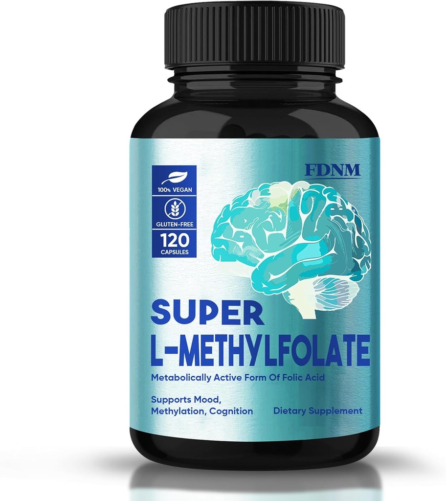 L Methylfolate 15mg, Professional Strength Methylfolate Supplement Support Mood, Nerve, Methylation, Optimized L-Methylfolate Capsules, Non-GMO, Gluten-Free, 5-MTHF, 120 cápsulas