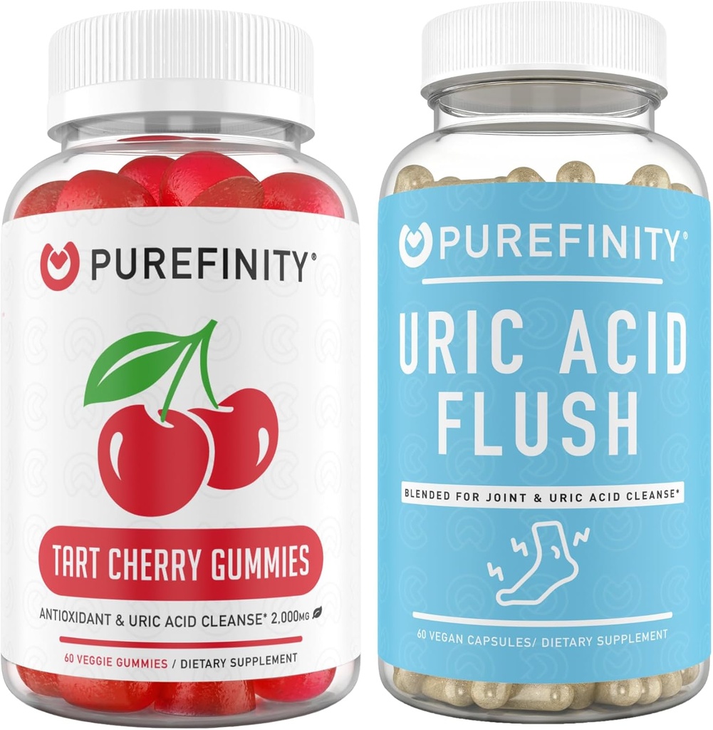 PUREFINITY Uric Acid Flush &amp; Cleanse Capsules + Tart Cherry Gummies