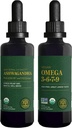 Global Healing Center Ashwagandha & Omega 3 6 7 9 Kit - Ayuda con Nervousness, Brain Health, Heart Health y Eye Health