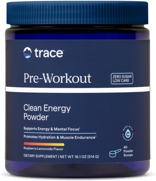 Trace Minerals Pre-Workout - Soporte Muscle Endurance & Strength - Powder Workout Recovery Suplemento de Ayuda Hydration & Immune Health - Raspberry Lemonade, 9.9 oz (40 Servings)