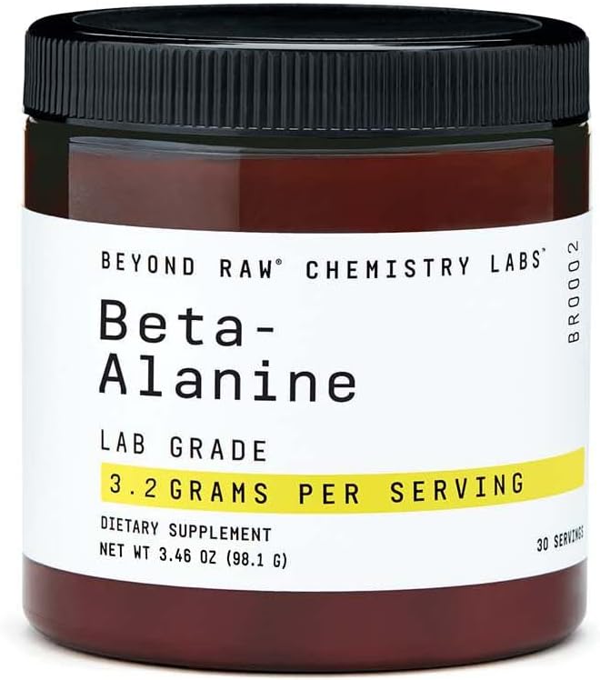 BEYOND RAW Chemistry Labs Beta-Alanine Powder, Aumenta el rendimiento del entrenamiento y disminuye la calma muscular, 30 Servimientos
