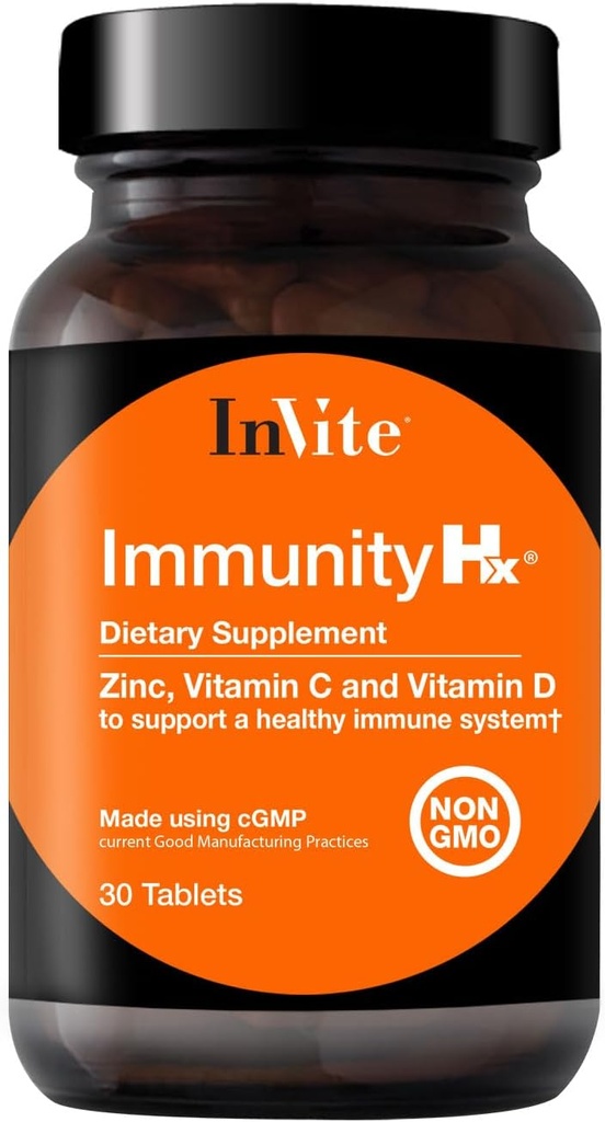 Invitar la inmunidad de salud HxTM - Apoya un sistema de inmunológico saludable - 500 mg de vitamina C, 50 mcg (2000 UI) de vitamina D3 y 30 mg de zinc - 30 tabletas (2-Pack)