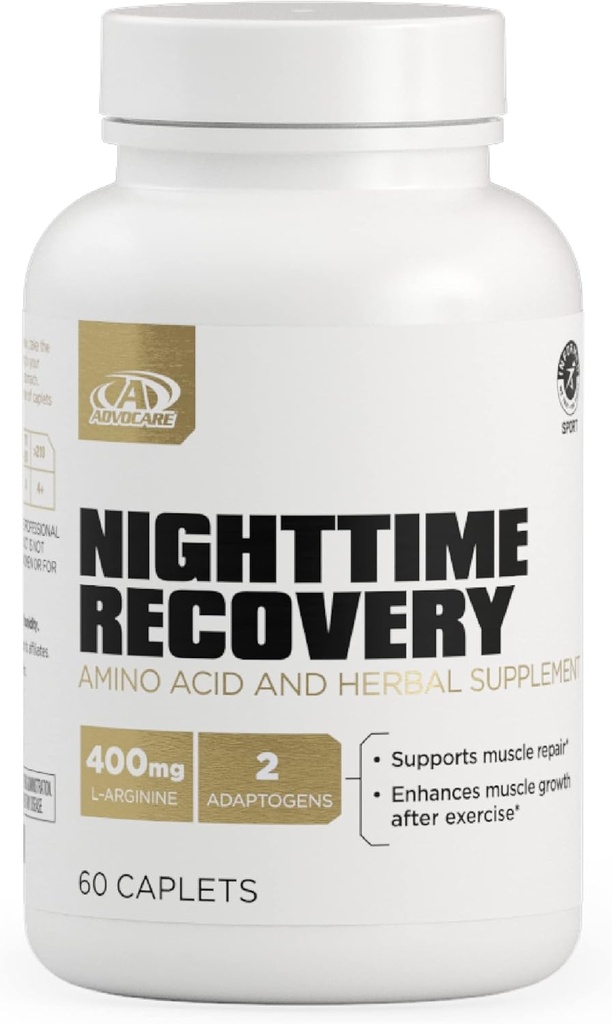 AdvoCare Nighttime Recovery Amino Acid " Herbal Supplement - Muscle Recovery Supplement with Ashwagandha, L-Arginine, Magnesium " Más - 60 Caplets