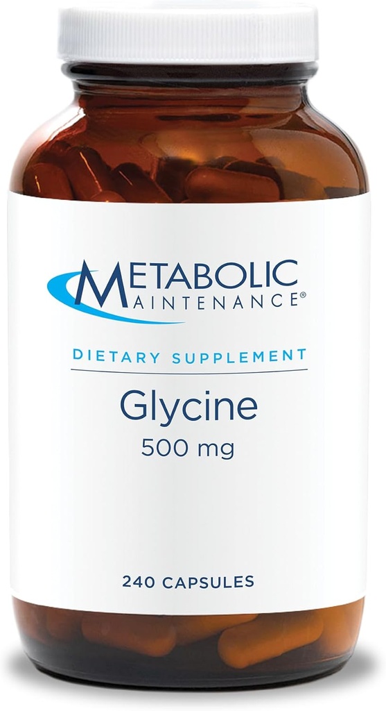 Glicina de mantenimiento metabólico - Suplemento de apoyo al hígado - Suplementos de Glicina para apoyo cerebral, detox y salud conjunta - Suplemento de Aminoácidos de 500 mg (240 cápsulas)