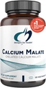 Diseños para la salud Calcio Malate - 500mg Calcio Malate Chelate + Vitamina D (D3) Suplemento de Apoyo al Hueso para Mujeres + Hombres - No GMO (120 cápsulas)