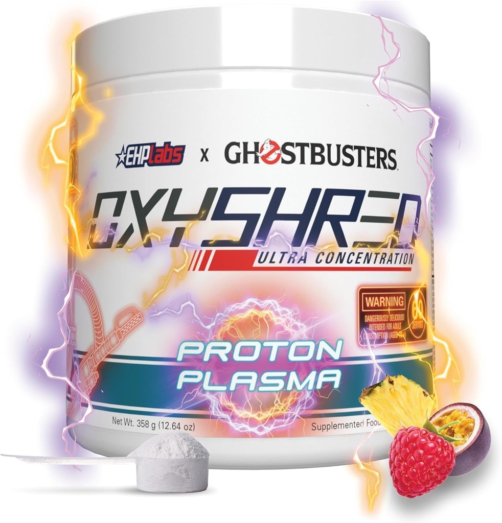 EHP Labs x Ghostbusters OxyShred Pre Workout Powder " Shredding Supplement - Preworkout Powder with Acetyl L Carnitine, Energy Boost Drink - Proton Plasma, 60 Servings