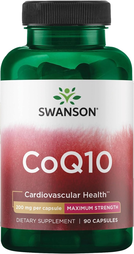 Swanson CoQ10 Cardiovascular Brain Energy and Heart Health Antioxidant Support Supplement 200 mg 90 Capsules