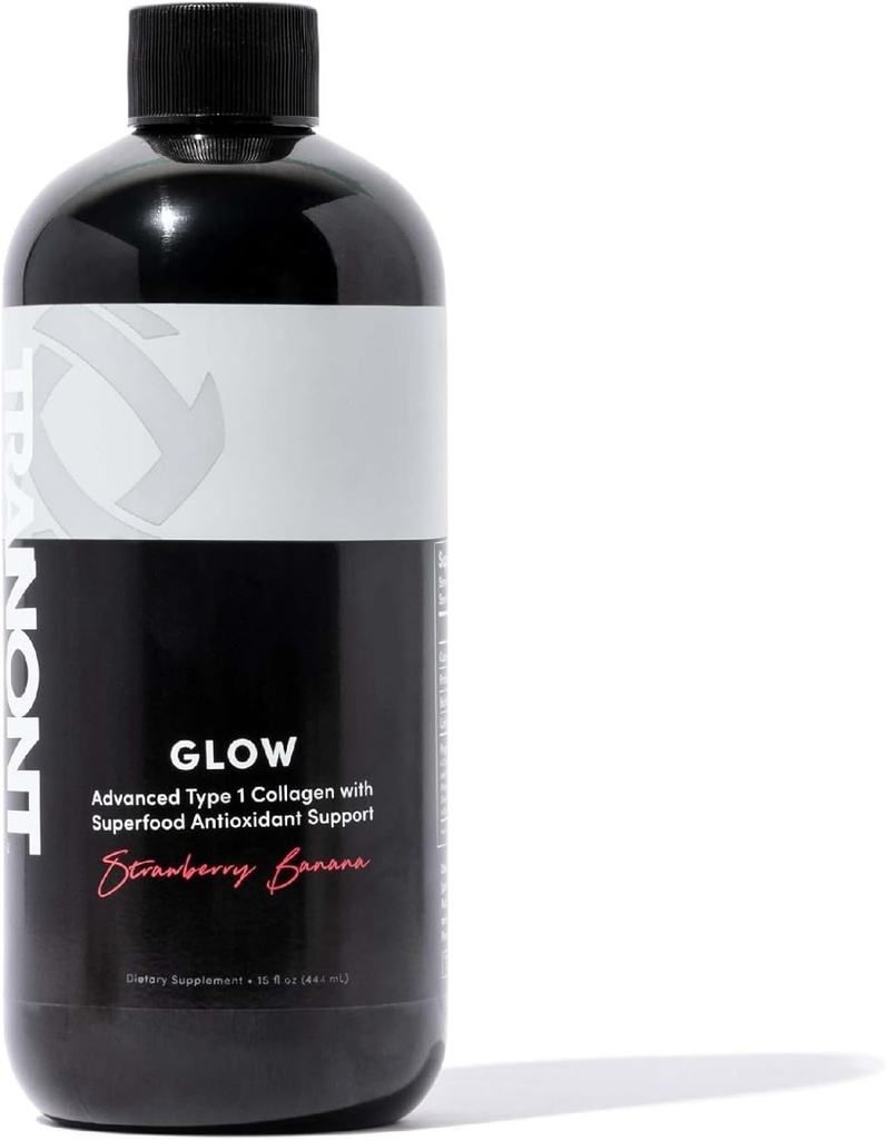 Tranont Glow ¦ Strawberry Banana Silencio Tipo 1 Collagen with Superfood Antioxidant Support Silencio for Hair, Skin, Nails &amp; Joints ← Liquid Collagen with Hyaluronic Acid ' Peptides  15 Fl Oz