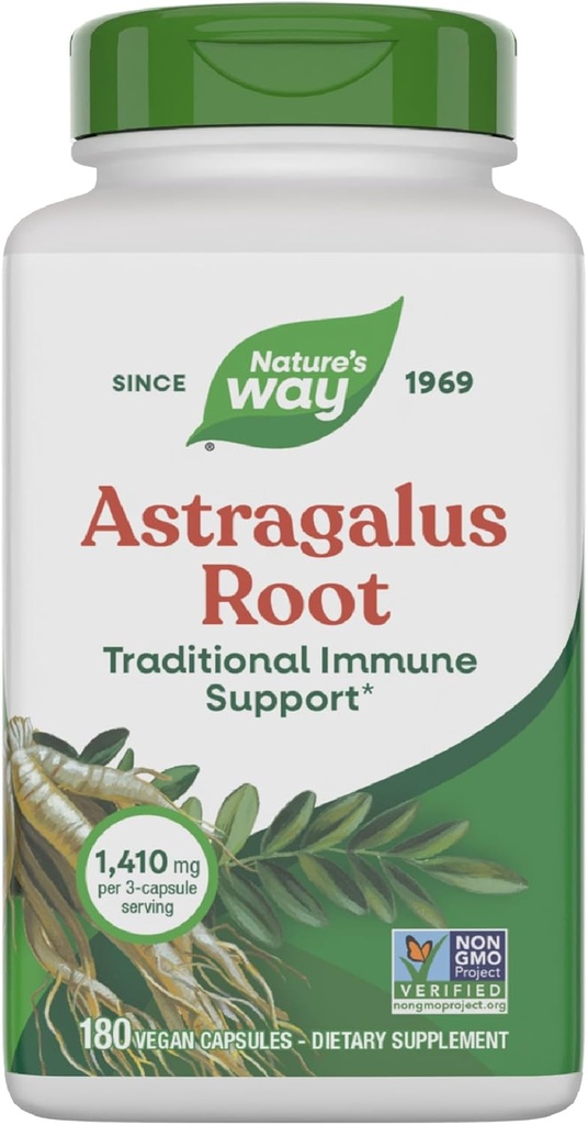Camino de la Naturaleza Astragalus Root, Apoyo Tradicional Inmunitario*, 1.410 mg por Servicio de 3 cápsulas, Proyecto No GMO Verificado, Vegan 180 cápsulas (Paquete Mayo Vary)