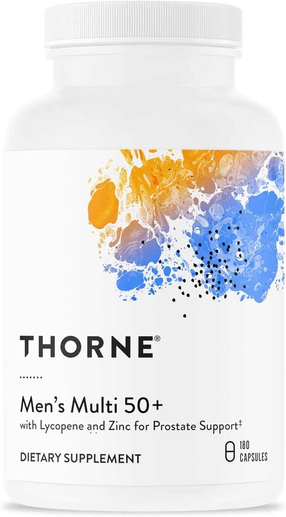 THORNE - Multi 50+ para hombres - Multivitamínico diario completo con vitaminas A, B6, B12, C, D, E, Zinc &amp; Más - Corazón de apoyo, Cerebro, Prostata, Muscleo &amp; Salud Inmunitaria* - 180 cápsulas