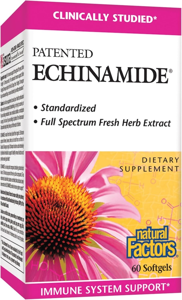 Natural Factors, Echinamide, Echinacea Supplement for Immune and Wellness Support, 60 Softgels