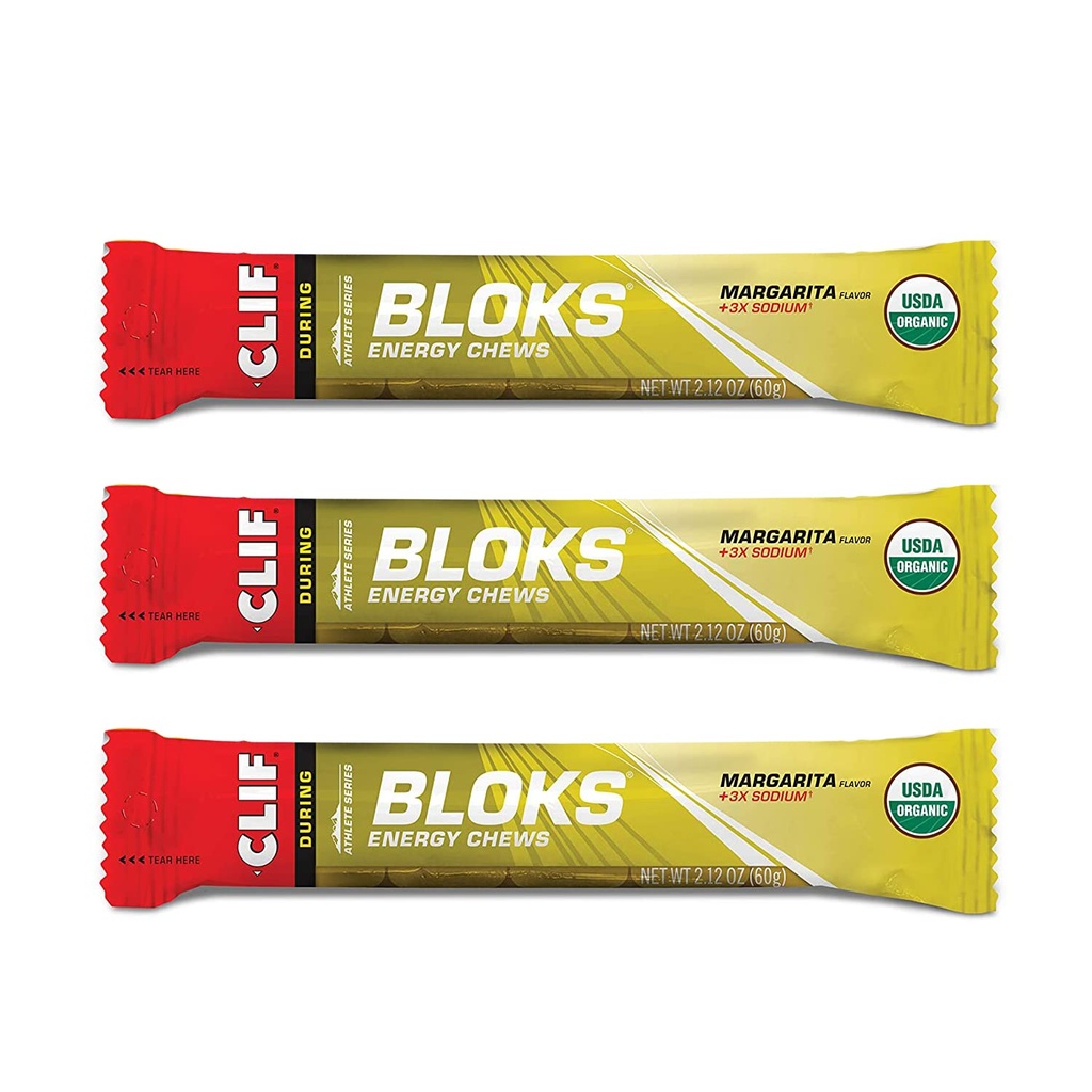 CLIF BLOKS - Cerdos de energía - Margarita con Salt 3X Sodium para electrolitos añadidos- no GMO - Alimentación basada en plantas - Combustible rápido para Ciclismo y Running-Workout Snack (2.1 Unce Packet, 3 Cuenta)
