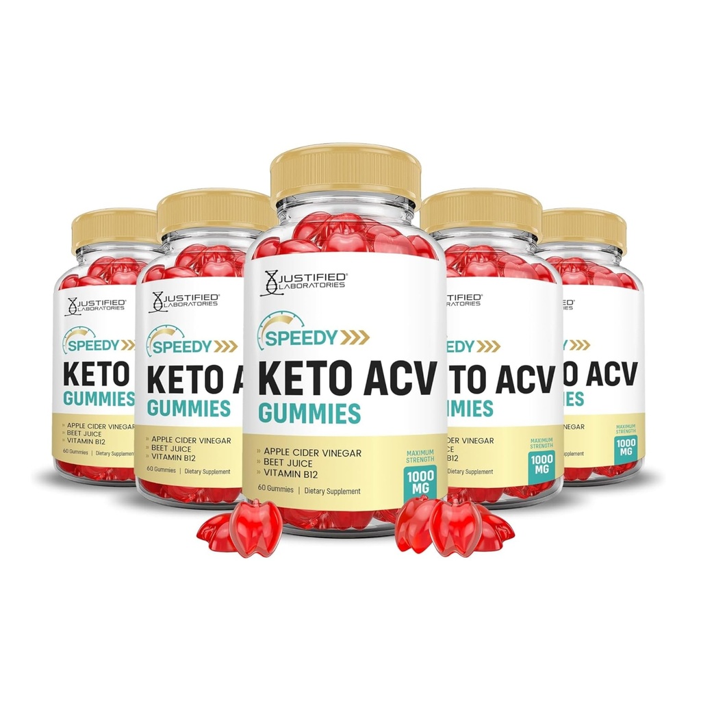Laboratorios justificados (5 Pack Speedy Keto ACV Gummies Advanced Formula 1000MG Speedy Keto Gummies Apple Cider Vinegar Formulado con Pomegranate Beet Juice Powder B12 Vegan Non GMO 300 Gummys